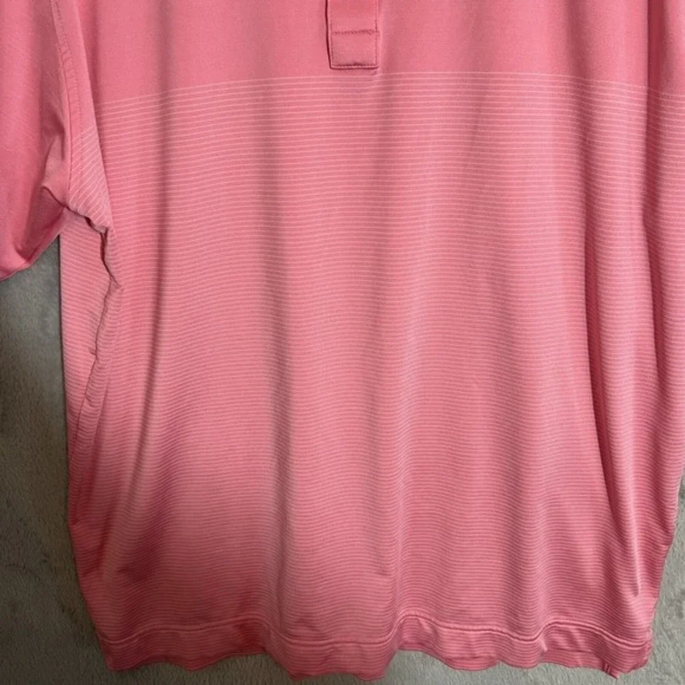 FootJoy Polo Shirt‎ Men's Large Pink Stripes Short Sleeve Pullover Stretch Golf